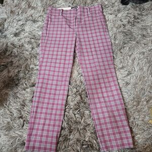 J. Crew Pink and Black Plaid Pants